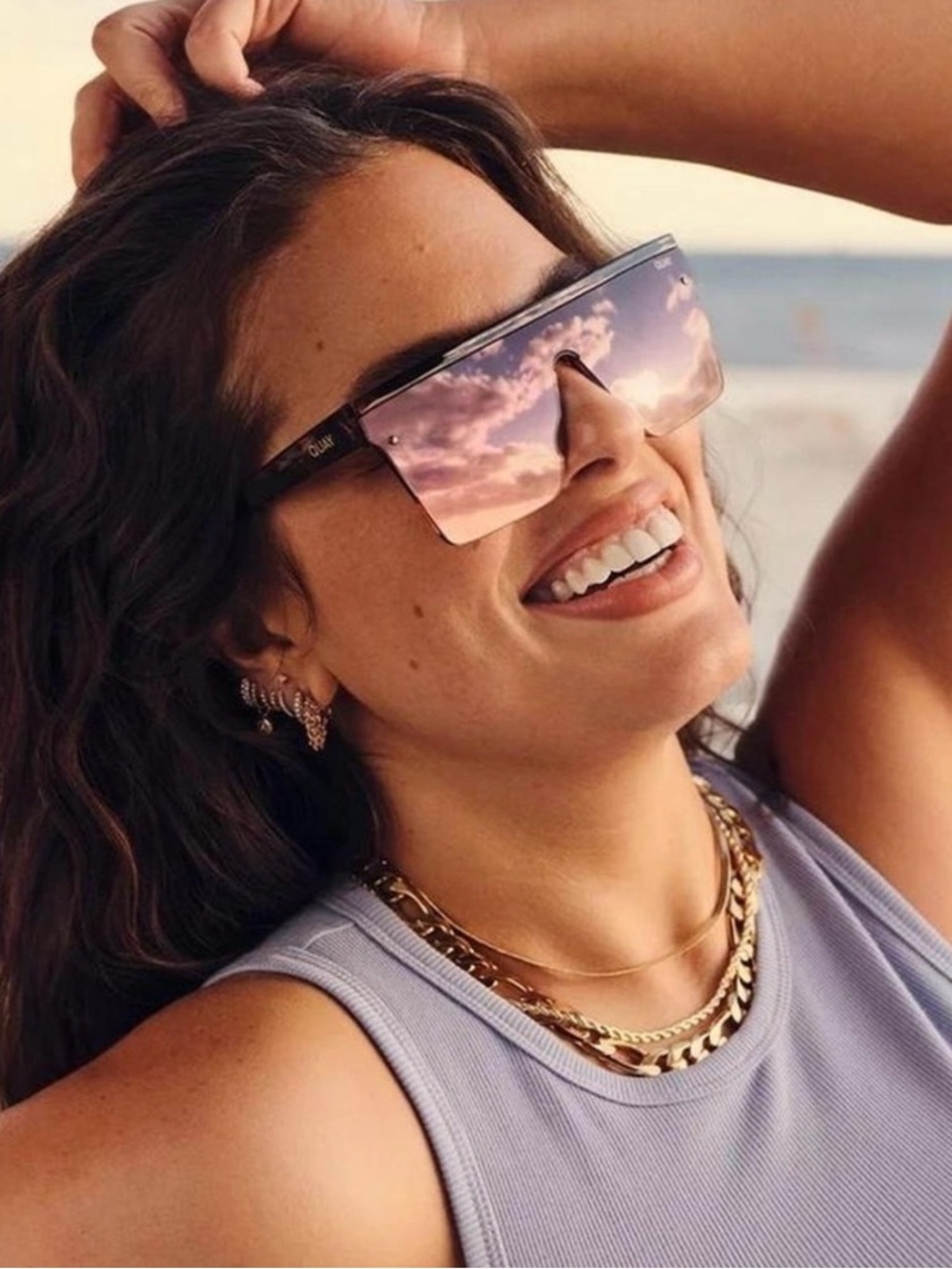Quay Australia x Ashley Graham Collab “Hindsight” Tortoiseshell Frame Sunglasses